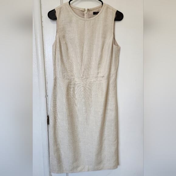 Brooks Brothers Cream silk linen pencil dress small size 4 - Picture 1 of 9